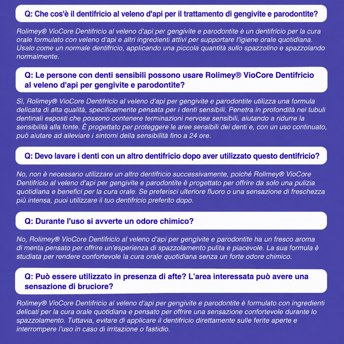Rolimey® VioCore » Dentifricio al veleno d’api per gengivite e parodontite