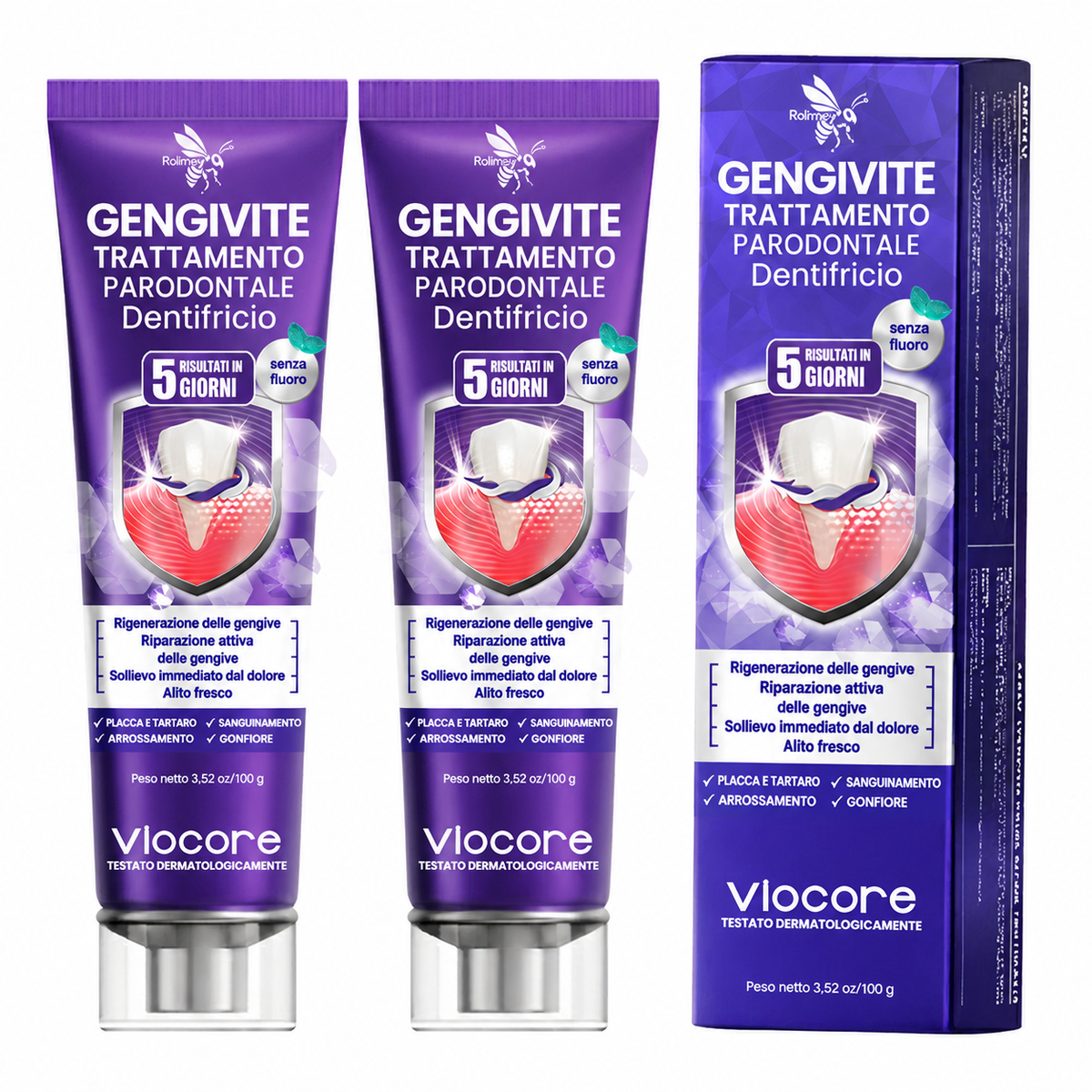 Rolimey® VioCore » Dentifricio al veleno d’api per gengivite e parodontite