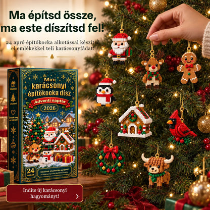 Billhol® 24 részes mini adventi naptár karácsonyi díszekkel | 24 egyedi, ünnepi minta saját kezű összeállításhoz, akasztókkal együtt – tökéletes karácsonyfák, koszorúk és ünnepi dekorációk díszítésére🐮