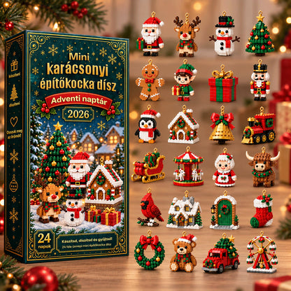 Billhol® 24 részes mini adventi naptár karácsonyi díszekkel | 24 egyedi, ünnepi minta saját kezű összeállításhoz, akasztókkal együtt – tökéletes karácsonyfák, koszorúk és ünnepi dekorációk díszítésére🐮
