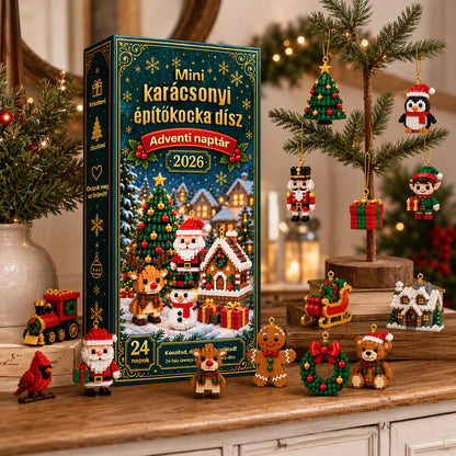 Billhol® 24 részes mini adventi naptár karácsonyi díszekkel | 24 egyedi, ünnepi minta saját kezű összeállításhoz, akasztókkal együtt – tökéletes karácsonyfák, koszorúk és ünnepi dekorációk díszítésére🐮