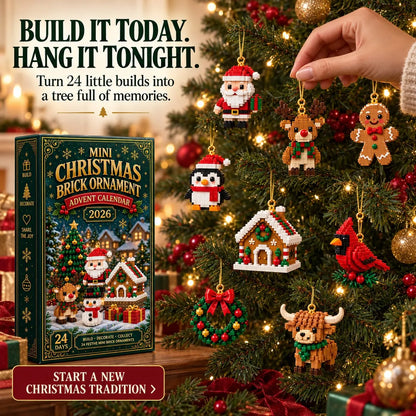 Billhol® 24 részes mini adventi naptár karácsonyi díszekkel | 24 egyedi, ünnepi minta saját kezű összeállításhoz, akasztókkal együtt – tökéletes karácsonyfák, koszorúk és ünnepi dekorációk díszítésére🐮